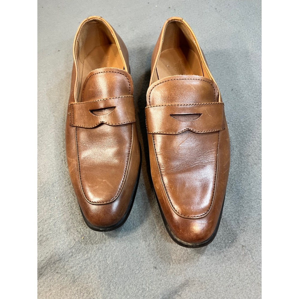 Nordstrom Men 9M Penny Loafers Leather Slip On Tan Brown Dress Shoes